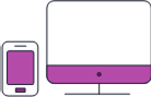 An illustration of a smart phone and a computer screen