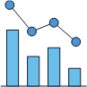 An illustrative line and bar chart