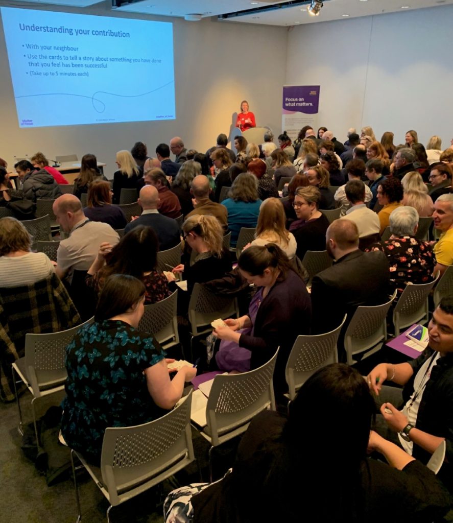 Ailsa Cook Matter of Focus presenting in front of an audience at The Gathering 2020