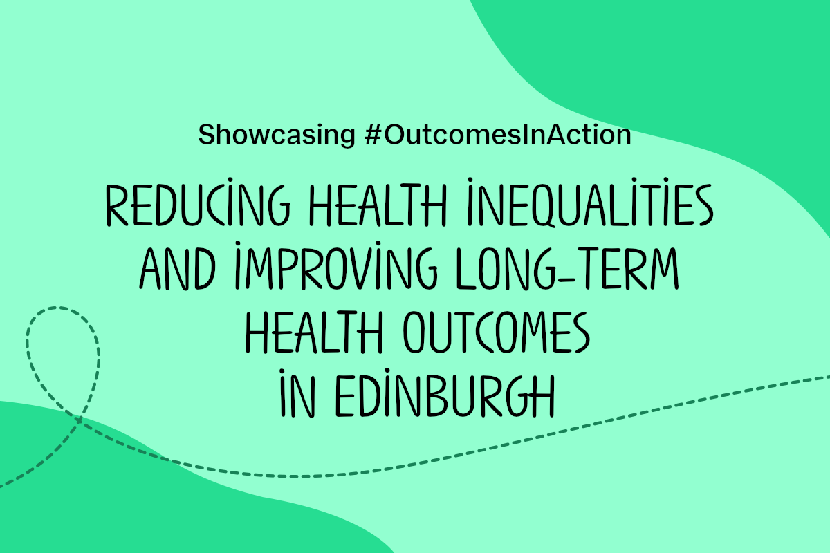 Text reads: Showcasing outcomes in action: reducing health inequalities and improving long-term health outcomes in Edinburgh