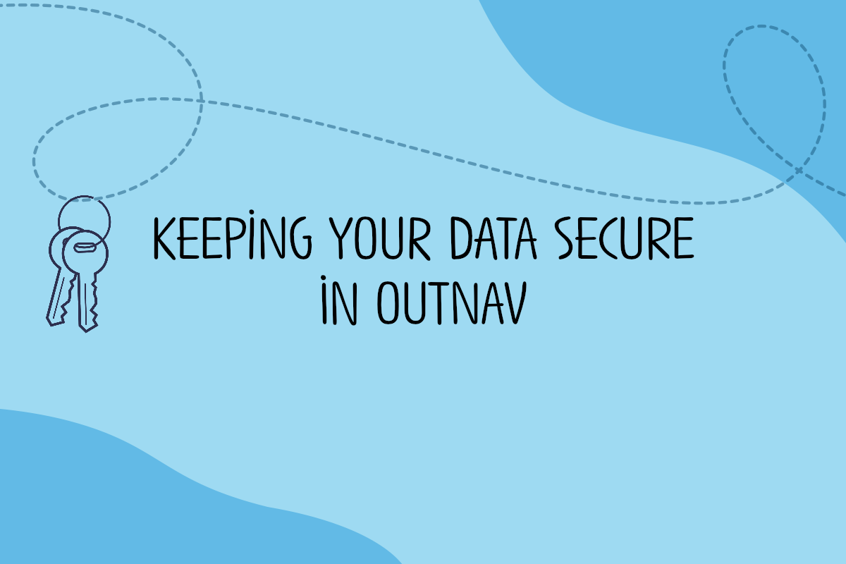 Keys hang from a loop and text reads Keeping your data secure in OutNav