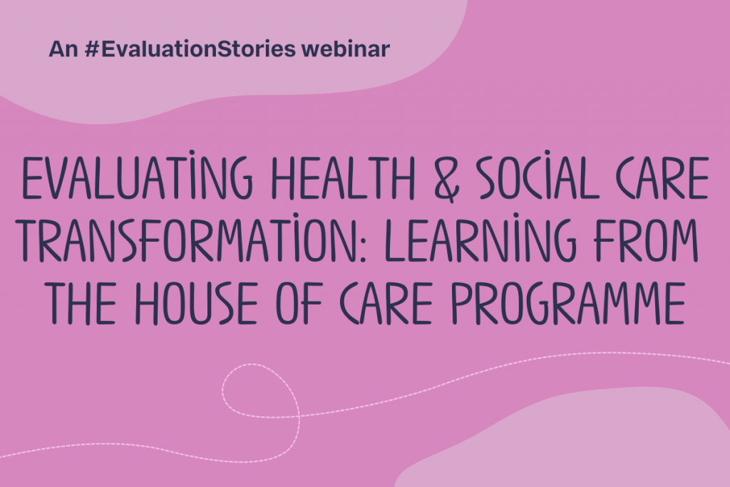 Text reads: Evaluating health and social care transformation_learning from the House of Care programme